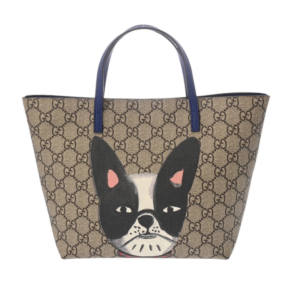 GUCCI Handbag French Bulldog Beige Blue